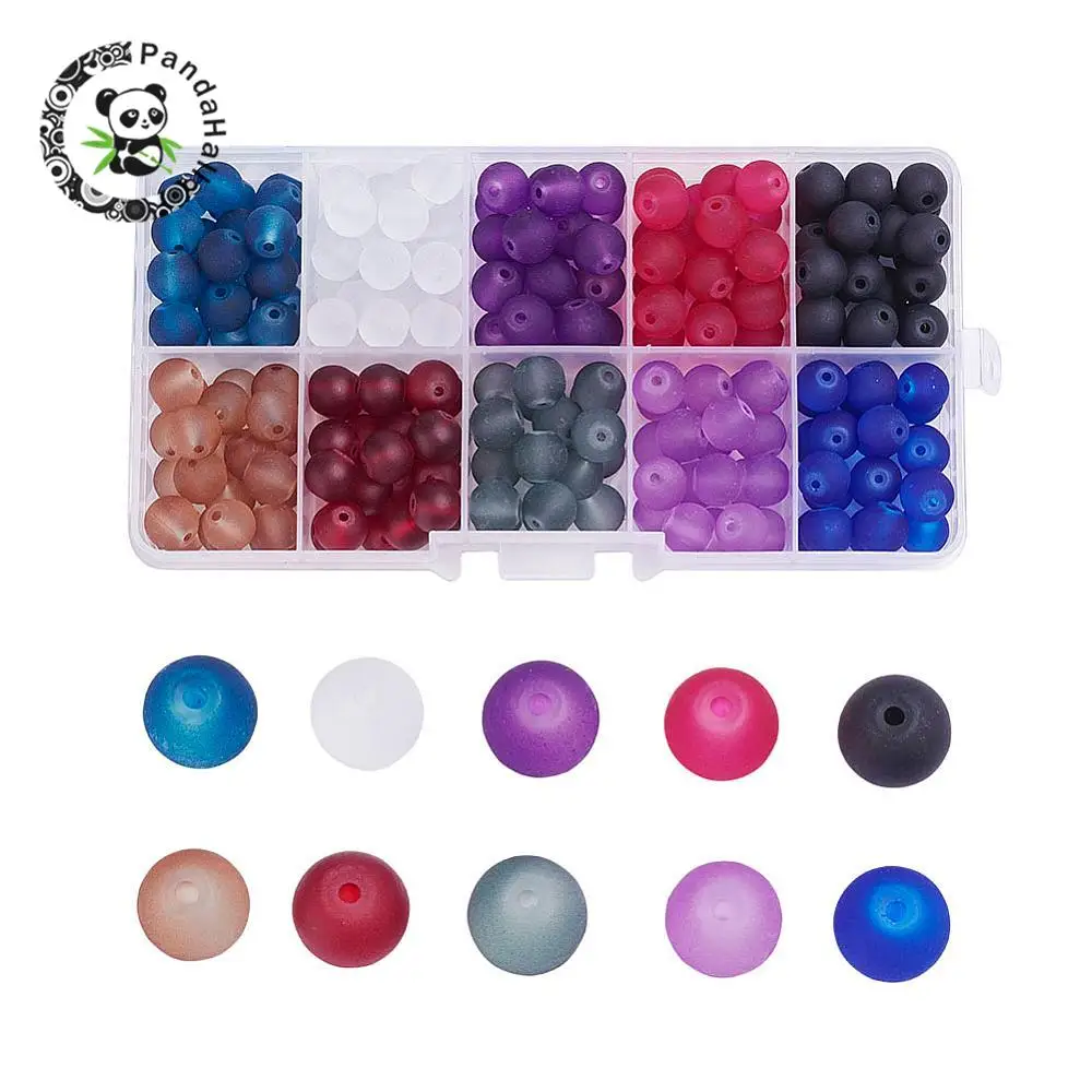 4 6 8 10 мм Разноцветные матовые круглые прозрачные стеклянные бусины для самостоятельного изготовления ювелирных изделий, отверстие: 1,3~ 1,6 мм