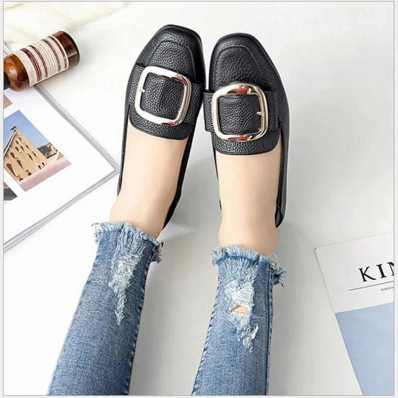 Apricot Casual Plat noir Mocassins Chaussures Carré blanc Confort Dames Confortable Marque D'été De Conduite Bateau 2018 Nouvelles Femmes Bout nwxBwYqa