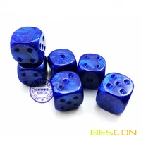 Bescon Raw Unpainted Marble 16MM D6 Game Dice with Blank 6th Side, 3 Assorted Color Set of 18pcs, Blank Marble Cube 2