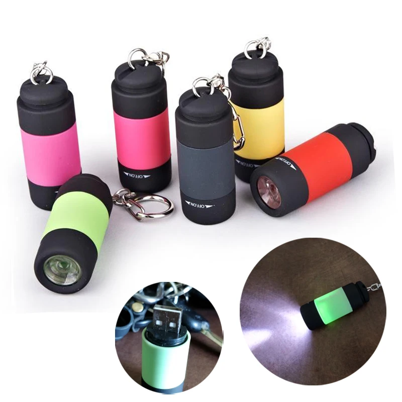 USB RECHARGEABLE PORTABLE LED LIGHT FLASHLIGHT CAMPING KEYCHAIN MINI TORCH SUPR