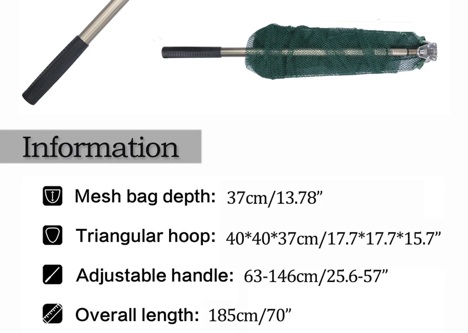 Goture 185 см Складная рыболовная сеть треугольная посадка рыболовная сеть 3 секции телескопическая ручная высокопрочная рыболовная сеть