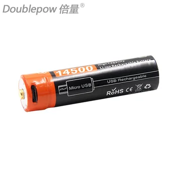 

Doublepow 3.7V 14500 750mAh Li-ion Rechargeable Battery Actual Capacity with USB DC-Charging Intelligent Cell for Headlamp
