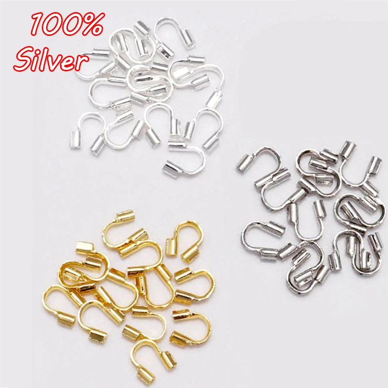 4pcs 925 Silver Wire Protectors Wire Guard Guardian Protectors loops U