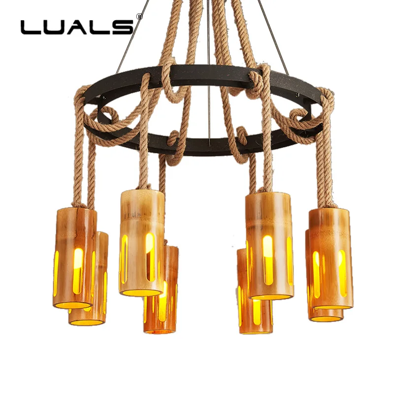 

Loft Hanging Lamp Bamboo Tube Pendant Lights Creative Art Light Fixture Indoor Suspension Luminaire Pendant Lights Led Lighting