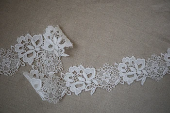 

14 yards venice lace trim by the yard, off white embroidered lace fabric, lace tassel trims