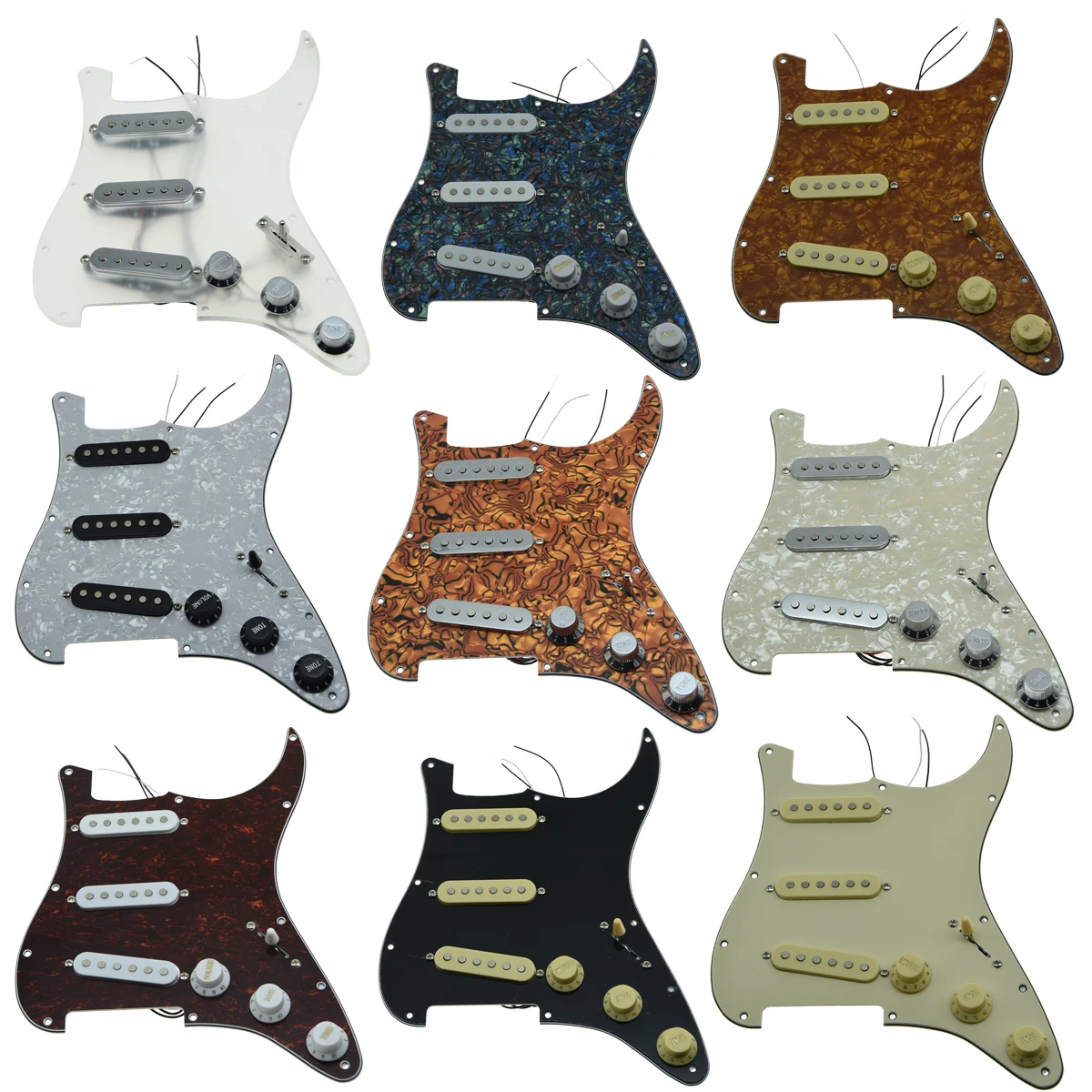 KAISH различные пользовательские Strat Pickguard Prewired ST SSS Pickguard с керамическими звукоснимателями подходит для Fender загруженный Pickguard