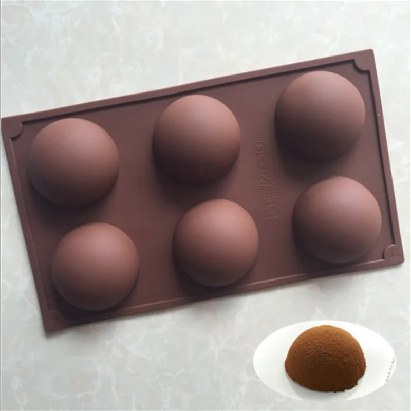 

TTLIFE 6 Holes Round Silicone Mold 3D half ball Handmade Cupcake Jelly Cookie Decorating Tool Muffin Soap Maker DIY Baking Mould