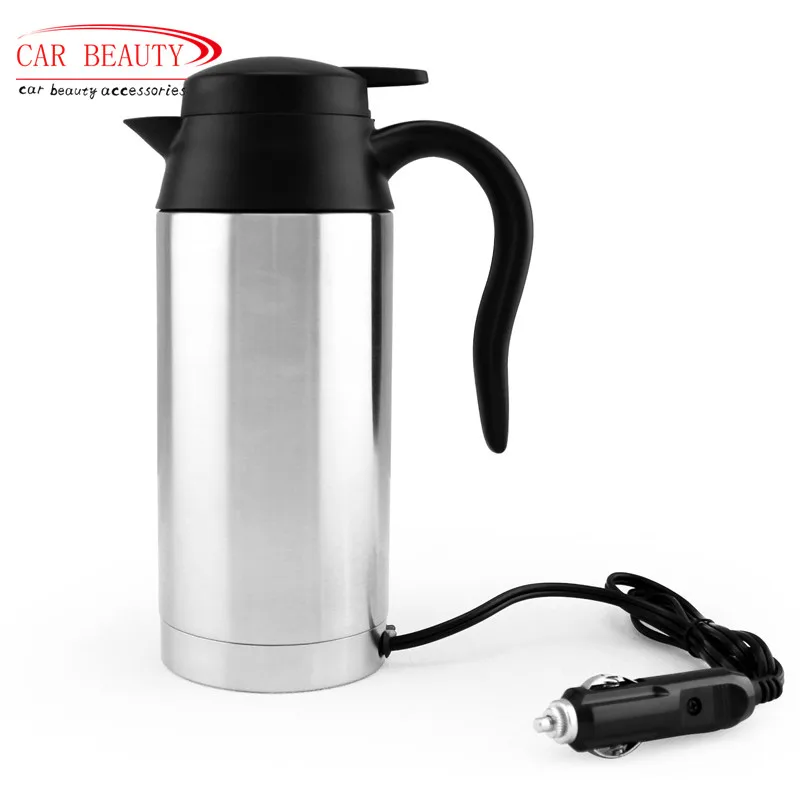 

12V 750ML Car Based Heating Stainless Steel Cup Kettle Travel Trip Coffee Tea Heated Mug Motor Hot Water Free Shipping