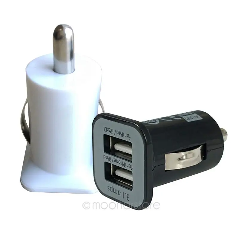 2-ميناء البسيطة العالمي المزدوج USB سيارة مهايئ شاحن رصاصة 5 V 2.1A + 1A لباد فون بود ل بيري الهاتف الذكي