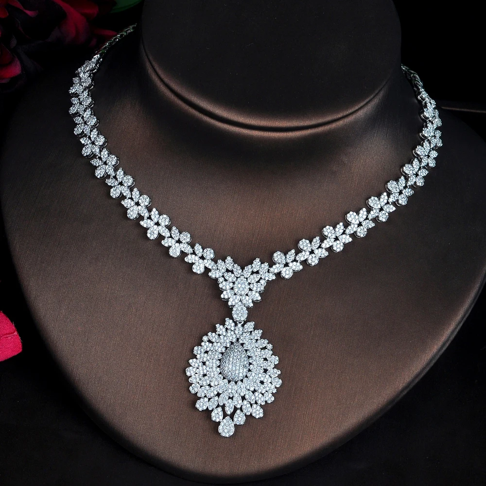 HIBRIDE New Full Cubic Zirconia Big Pendientes Jewelry Set For Women Bridal Wedding Accessories parure bijoux femme N-706 - Image 4