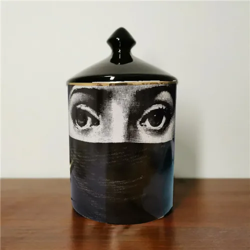 2 Классический подсвечник Fornasetti с черной крышкой керамический контейнер для хранения художественный подсвечник ретро корзины ручной работы для хранения баночек домашний декор - Цвет: 2