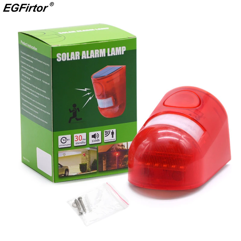 Alarme de Segurança Siren com Strobe Sensor de Movimento Água para Casa Quintal ao ar Pir à Prova Energia Solar Sirene Alta Embutido d’ Livre Ip65 110db