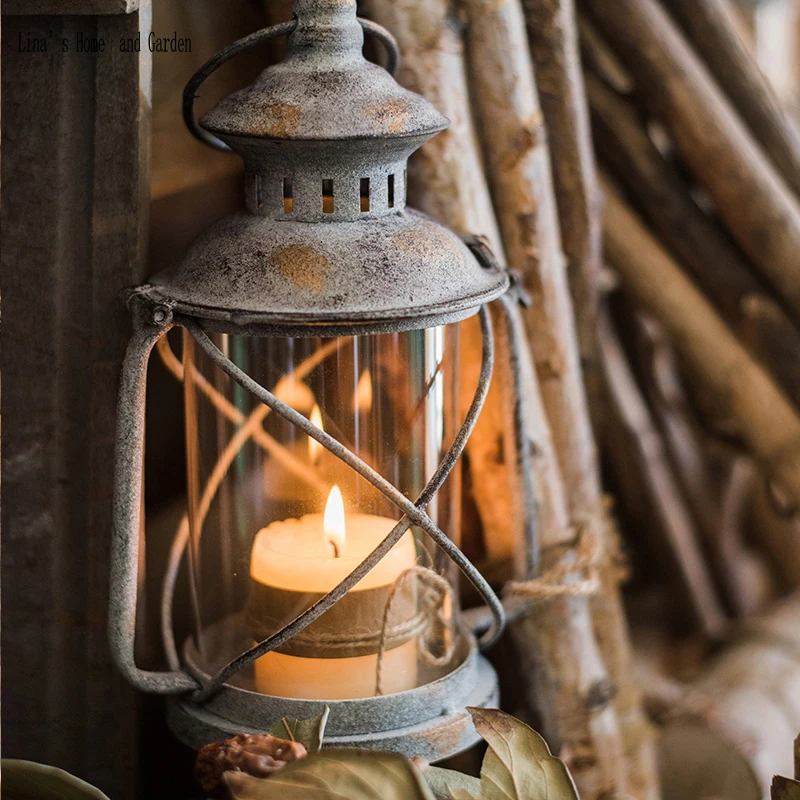 attractive handmade antique metal glass candle holder lantern