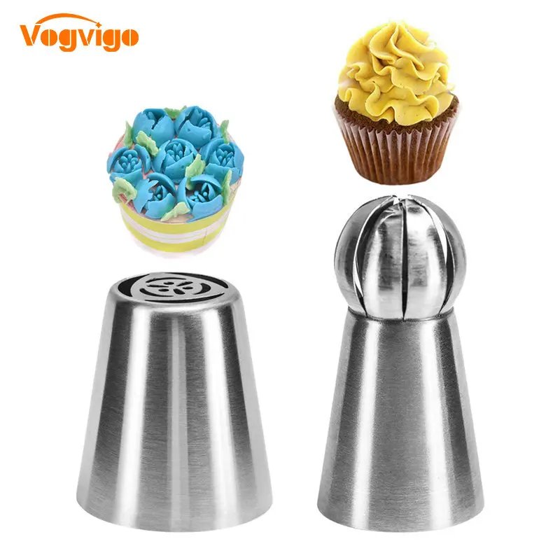

VOGVIGO Cake Decorating Tools 2PCS 304 Stainless Steel Nozzles Dessert Decorators Confectionery Nozzles Flower Making Tools