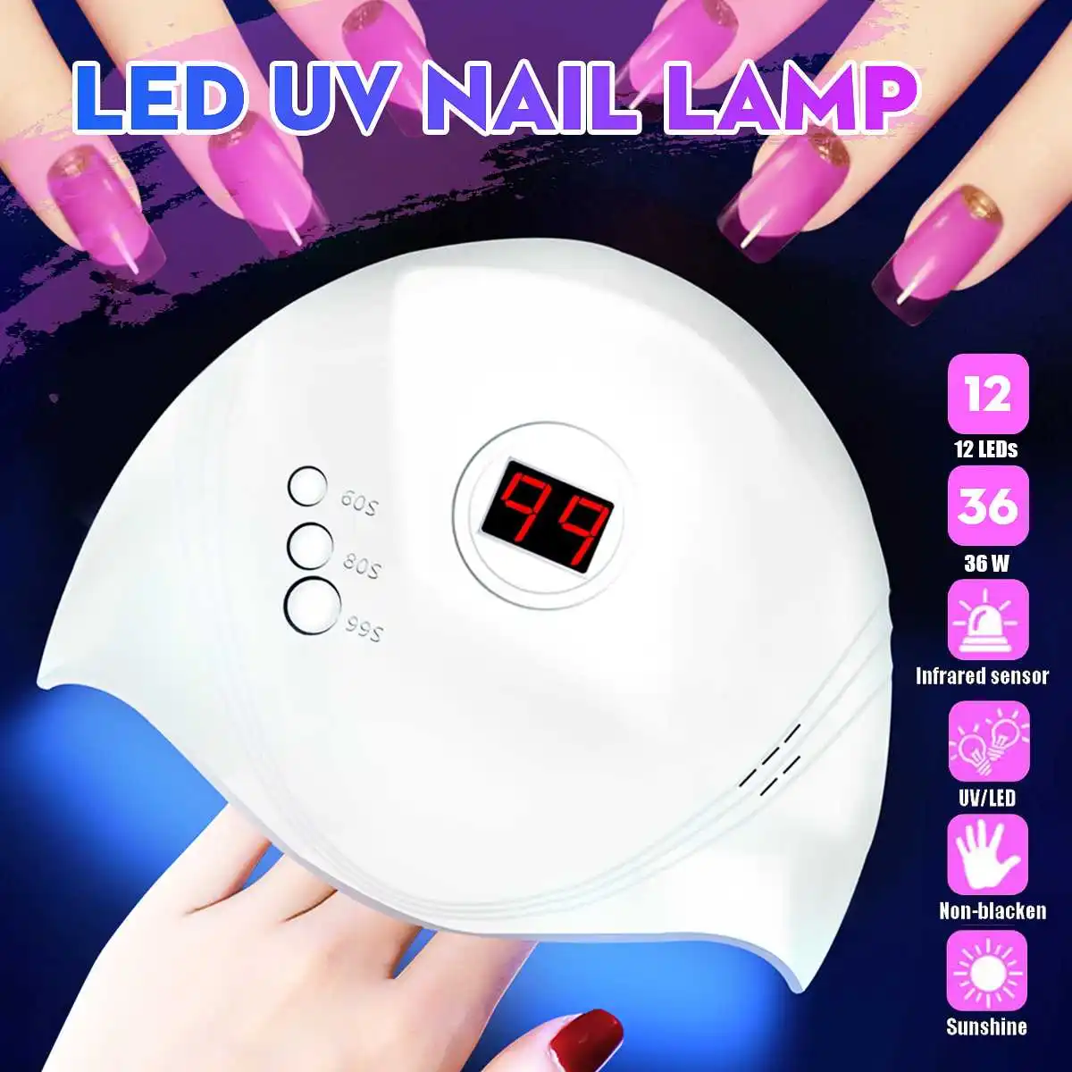 

36W Nail Dryer UV LED Nail Lamp Gel Polish C uring Lamp Sun Light USB Lamp For All Gel Manicure Nail Art Tools