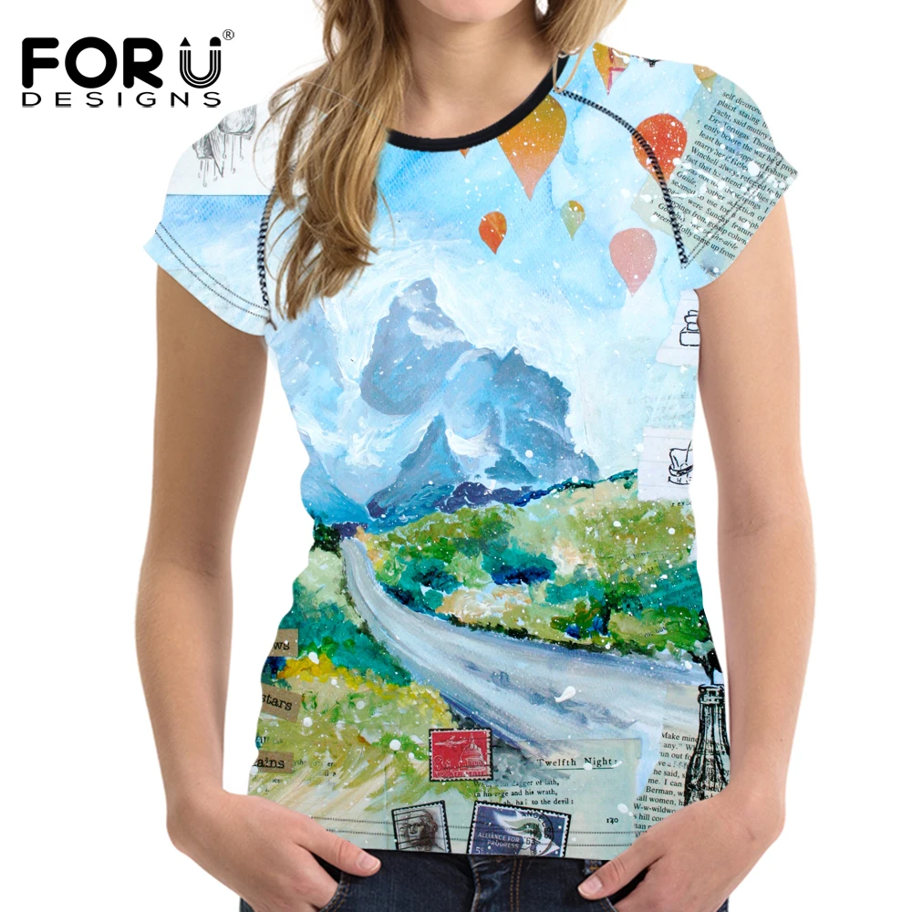 FORUDESIGNS Graffiti Pattern font b Women b font Summer T shirt 2017 Brand font b Clothes