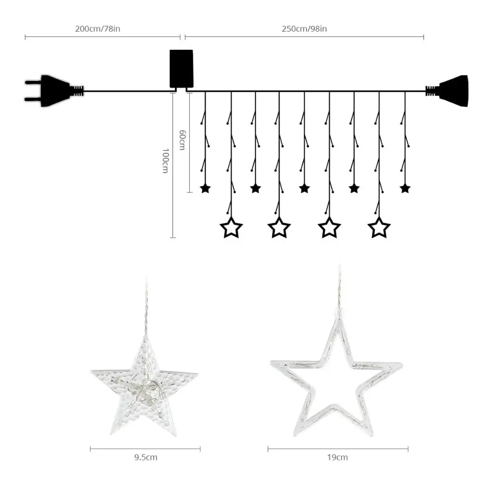 Рождественская занавеска, светодиодный светильник со звездами, праздничная гирлянда, сосулька, светодиодный Сказочный светильник для свадьбы, дома, вечерние, декоративный светильник ing - Испускаемый цвет: 2.5M