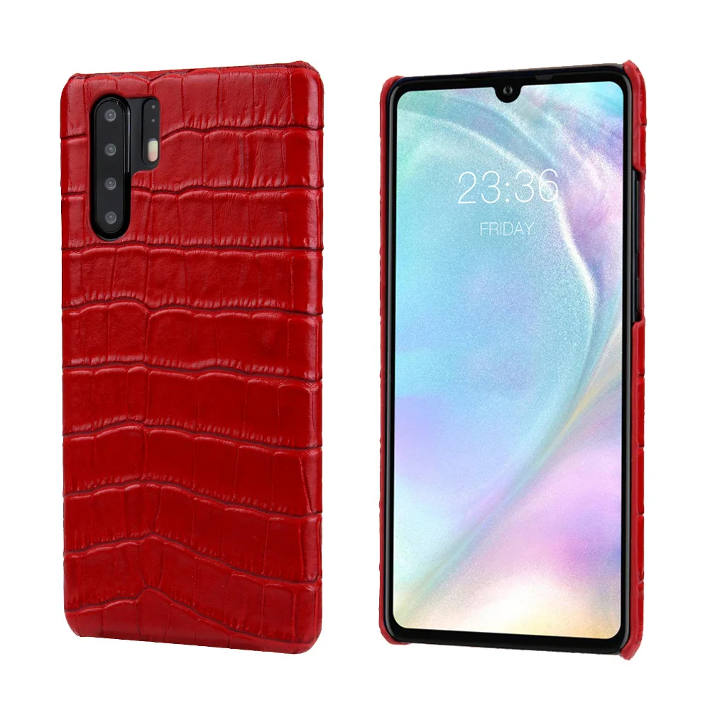 

4 Colors Natural Cow Skin Crocodile Grain Back Cover for Huawei P30 Pro Genuine Cowhide Leather Phone Case For Huawei P30