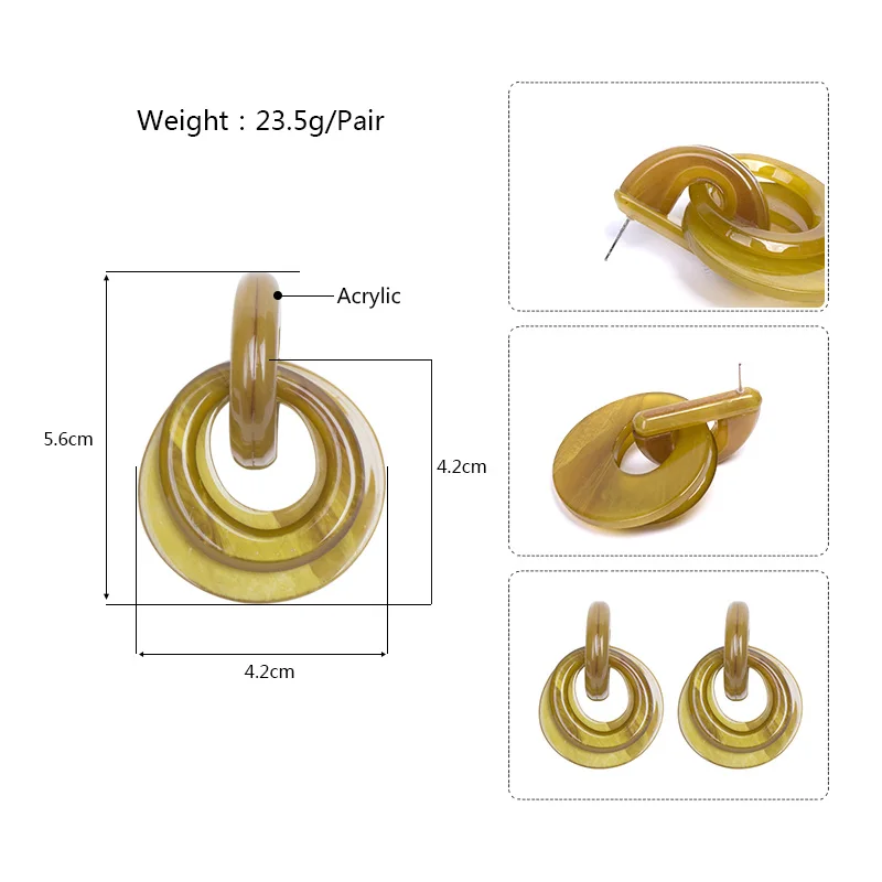 Vintage Long Acrylic Earrings Circle for Women Big Geometric Dangle Resin Drop Earings for Girls Fashion Jewelry Brincos 2019 (6)