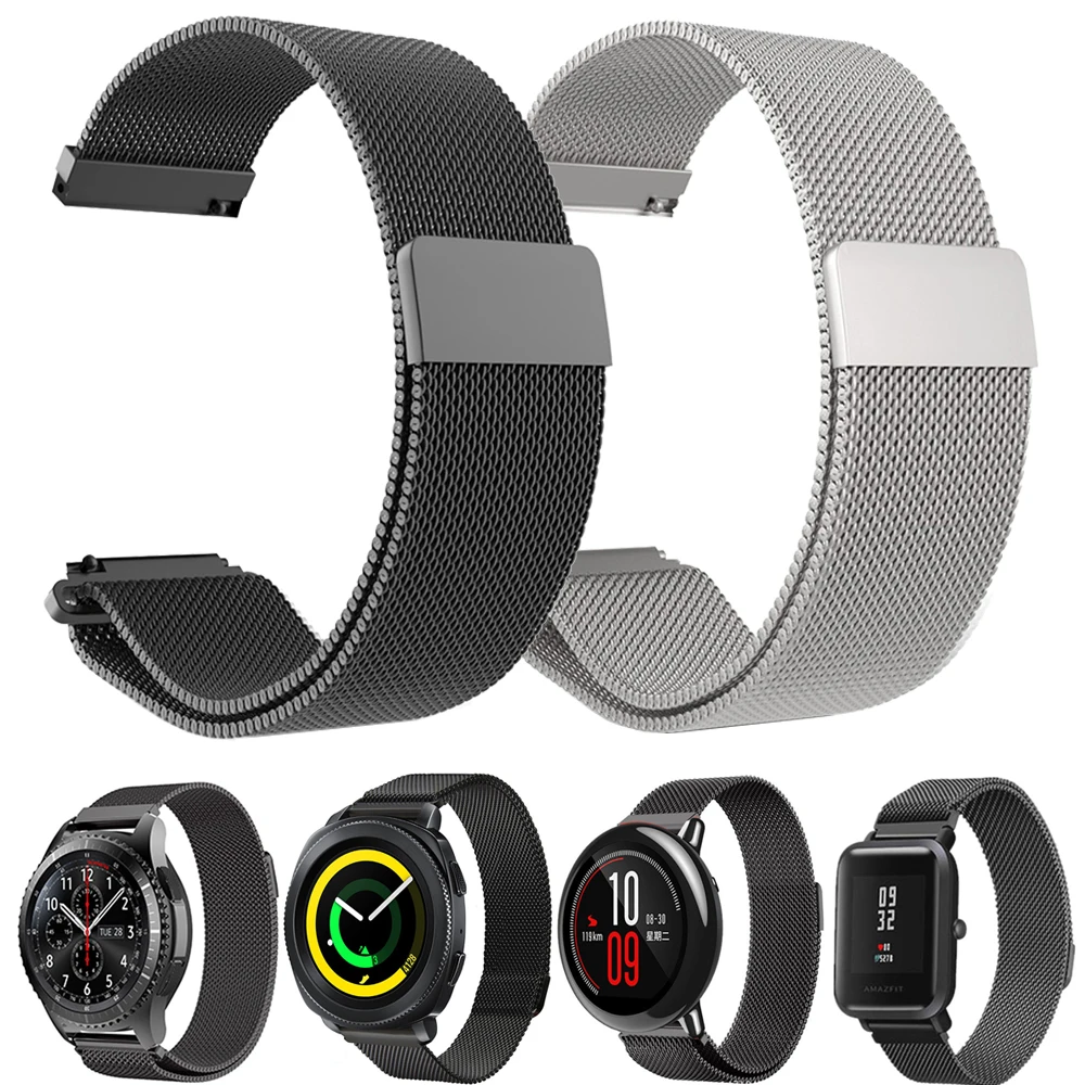

20mm 22mm Metal Milanese Loo Band for Samsung Galaxy Gear S3/Gear Sport Strap For Huami Amazfit Bip Amazfit 2 Smart Watchband