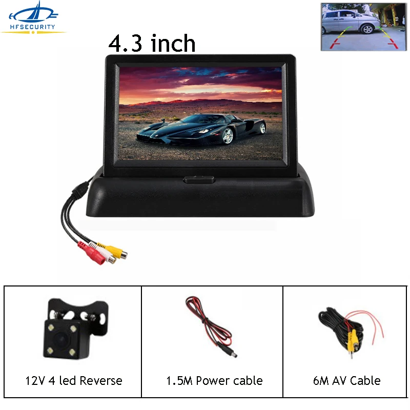 

HF 4.3 Inch Foldable Mini TV Monitor Car Reverse Monitor For Rear View Camera Bus TFT LCD Display Screen 480X272P HD