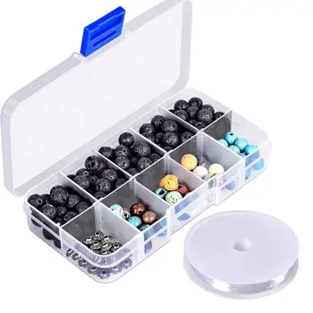 

160pcs 8mm Lava Stone Rock Beads with Gemstone for Jewelry Making