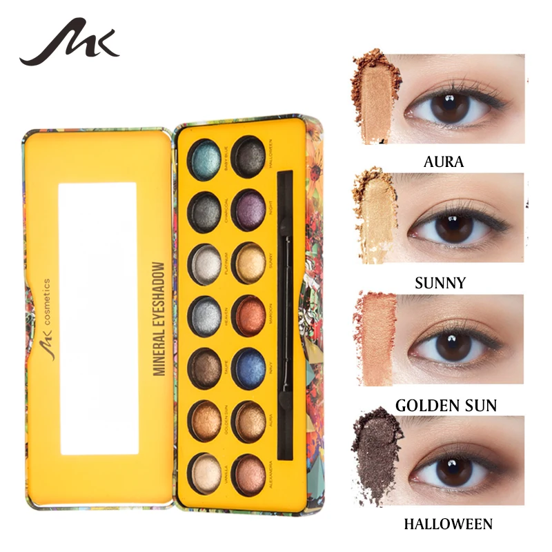 

MK Eye Makeup 14 Color Baked Metallic Eyeshadow Makeup Palette Matte Glitter Smoky Nude Eyeshadow Powder Cosmetics With Brush