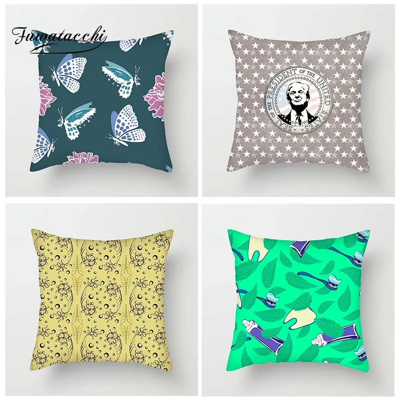

Fuwatacchi Simple Painting Floral Cushion Cover Geometric Butterfly Dragon Fly Throw Pillow Cover For Sofa Decor Pillowcase
