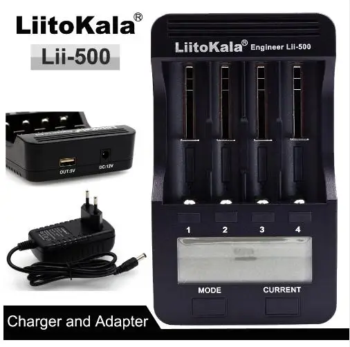 Liitokala lii500 lcd 3,7 V/1,2 V AA/AAA18650/26650/16340 зарядное устройство с экраном+ 12V2A адаптер lii-500 5V1A