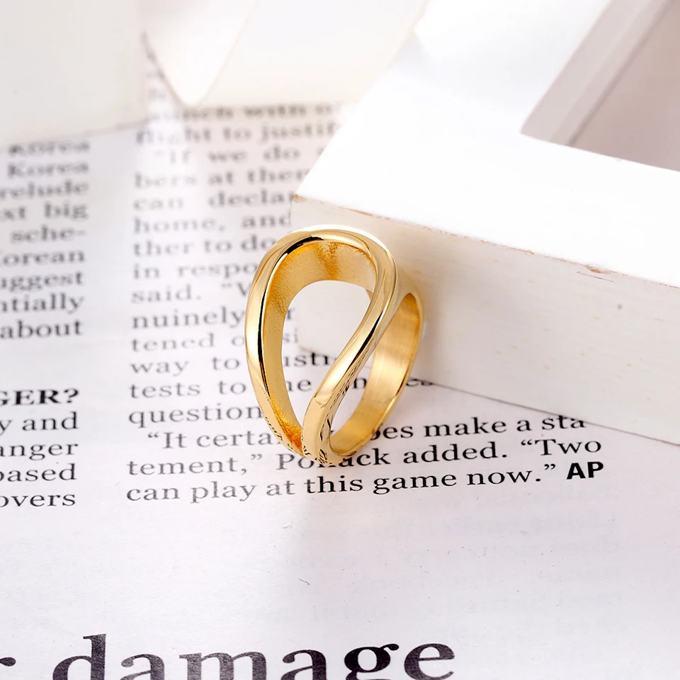 BORASI геометрические кольца оригинальной формы для женщин и девочек, подарок из нержавеющей стали, Золотое кольцо, свадебное Брендовое модное ювелирное изделие