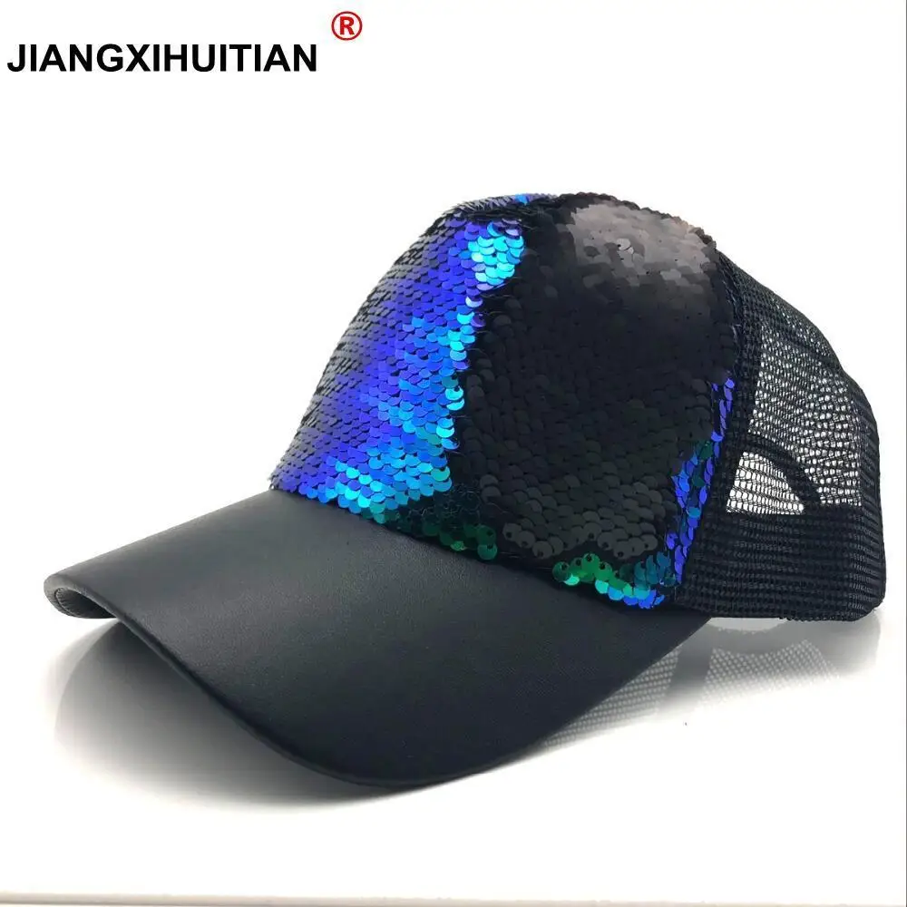 Новая модная бейсбольная кепка Женская регулируемая крышка повседневная шапка Светоотражающая блестка модная бейсболка летние солнцезащитные шапки Casquette Gorras