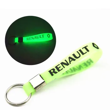 

Fashion Luminous silicone Car Key Ring Key Chain for Renault duster megane 2 logan renault clio Emblem Keychain Car Accessories