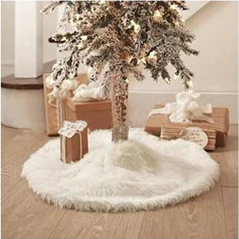 78 90cm 122CM Christmas white tree skirt aprons fur Long Plush xmas tree skirt Carpet Extra ...