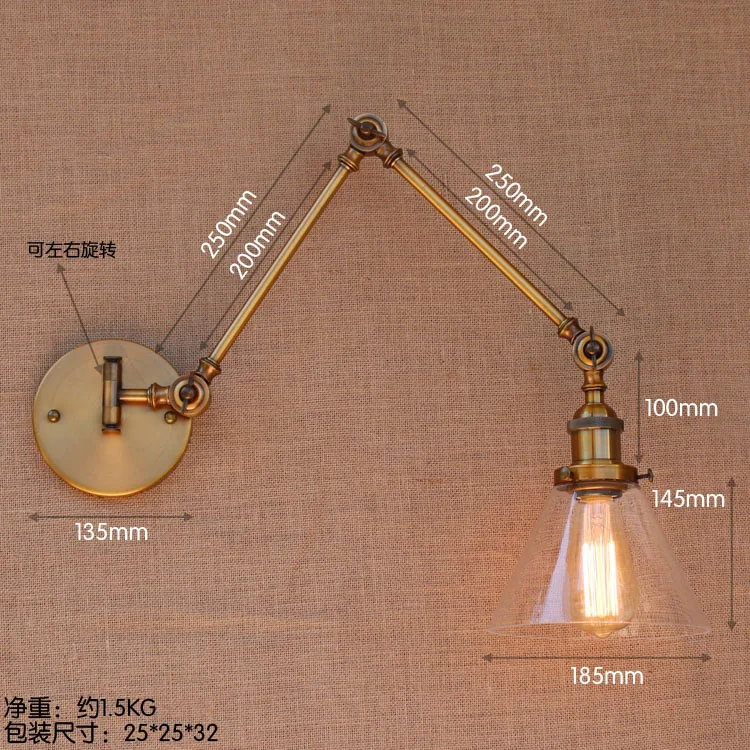 Настенный светильник винтажный латунный с длинным рукавом|applique led|wall lights glasswall light