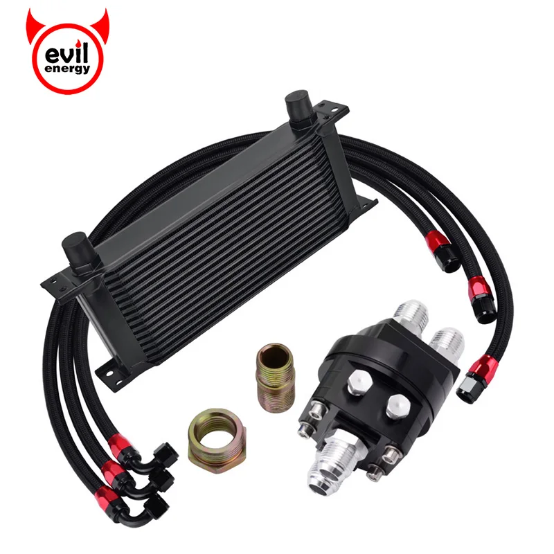evil energy 16ROW 10AN Engin Racing Oil Cooler Kit+Oil Filter Adapter+