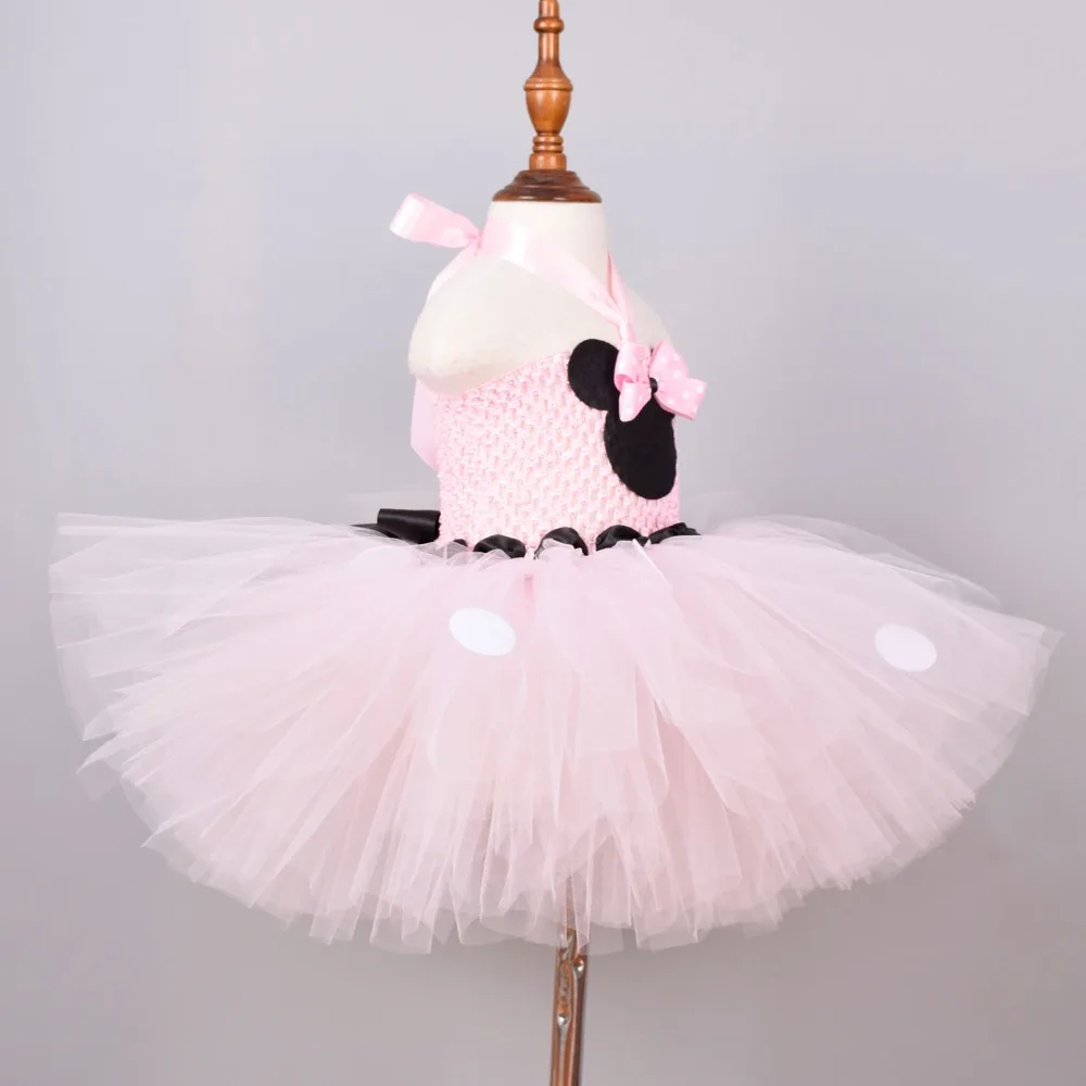 Платье-пачка с Минни Маус для маленьких девочек праздничный костюм Минни на день рождения с повязкой на голову с ушками мышки, 5 цветов на выбор, детское платье-пачка, От 0 до 8 лет