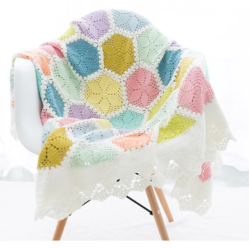 100% Handmade Lily Blanket DIY Craft Knitting Cotton Thread Crochet Blanket 120*140CM