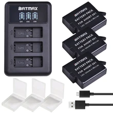 3pcs 1600mAh Batteries for GoPro Hero 5 Gopro 6/7 2018 Camera Battery AHDBT-501+ 3Slots LED USB Battery Charger with Type C Port