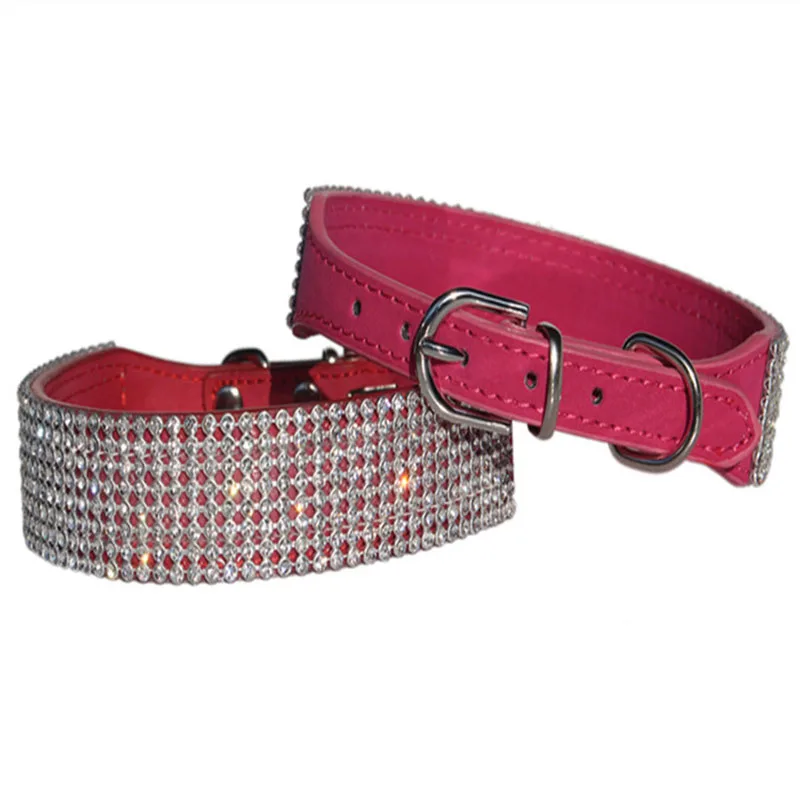 SYDZSW Dog Collar Luxury Crystal Diamand Puppy Pet Leads Black Red Rose Dog Necklace 372.5cm422.5cm Pet Products Dog Supplies6