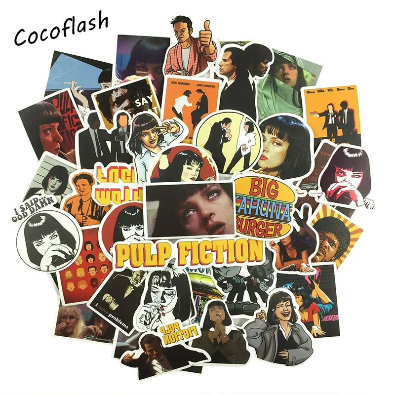 50PCS Pulp Novel Movie INS Style Stickers Waterproof Sticker For Luggage Guitar Skateboard Moto Laptop Handbag Sticker