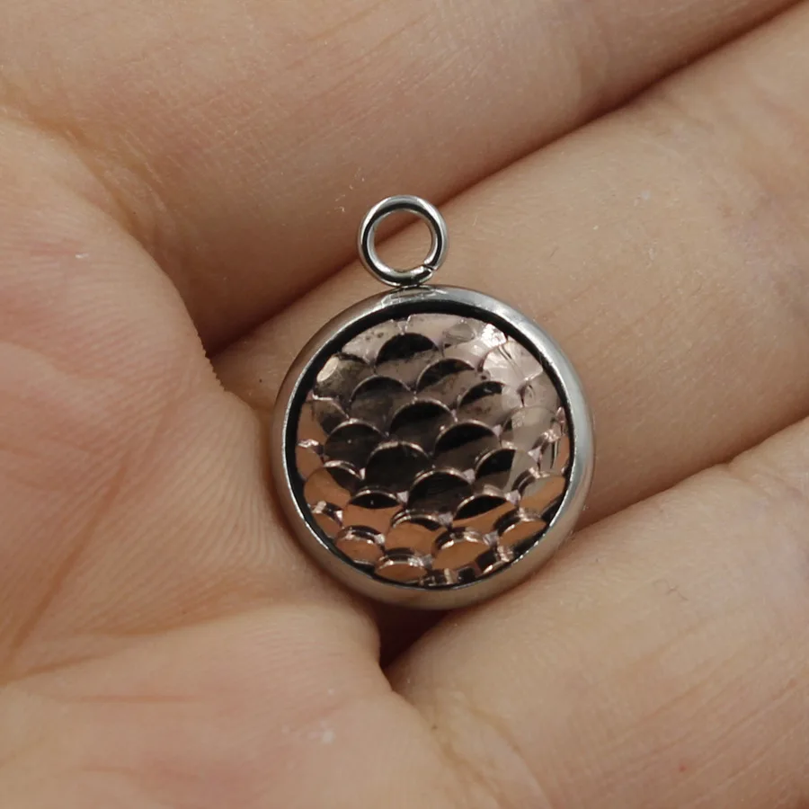 Round Charm Fish Scale Pendants Stainless Steel Findings For Jewelry Making Diy Hand Made Accessories Jewelry Findings