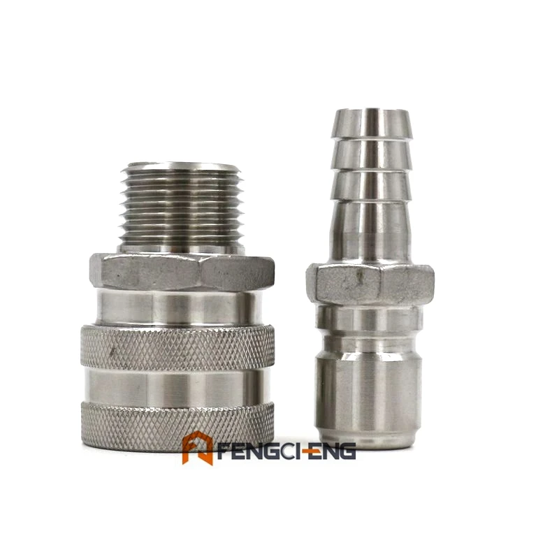 SS Quick Disconnect Set, Male QD 1/2" Male NPT, Female QD 1/2" Hose