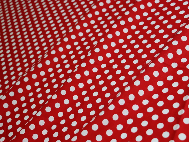 50 см* 145 см красный белый горошек Ткань для платья рубашки хлопок поплин Ткань Материал