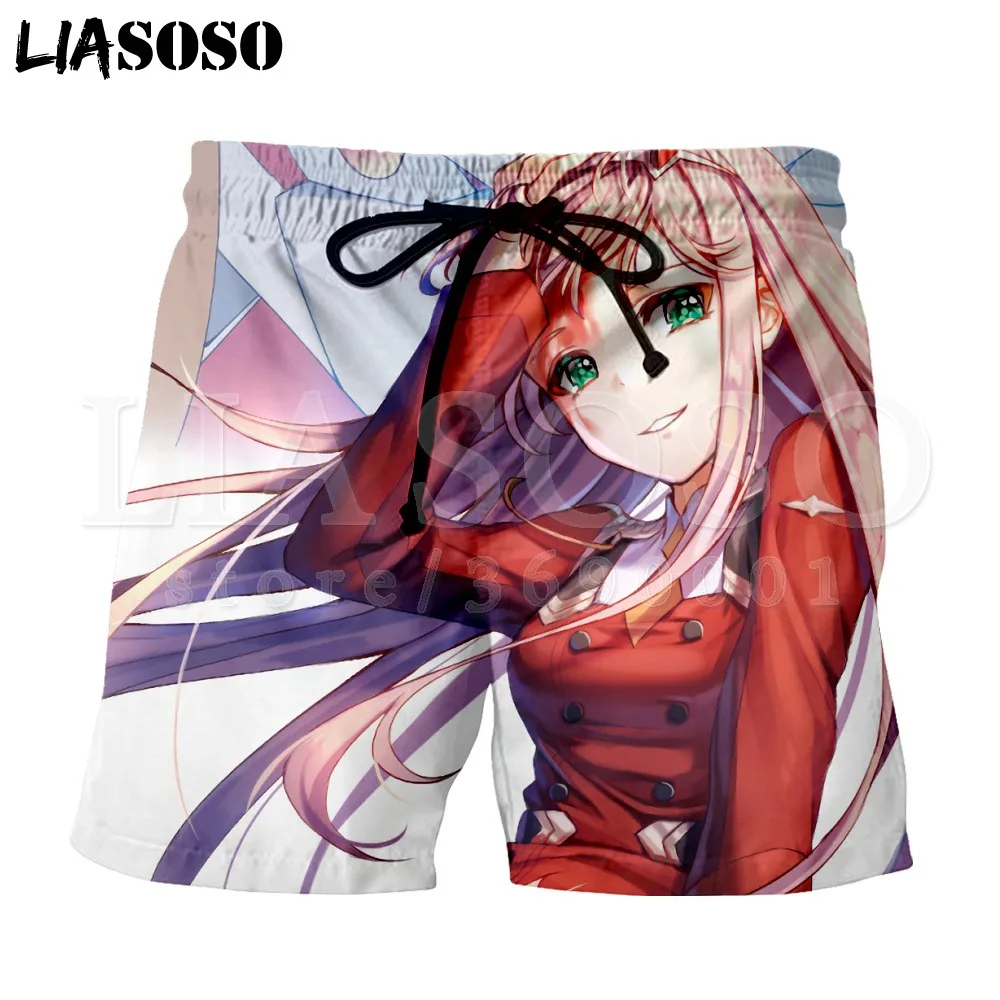 

LIASOSO 3d Print Unisex Anime Darling In The Franxx Zero Two Men's Shorts Fashion Beach Casual Shorts Boardshorts Trousers X0557