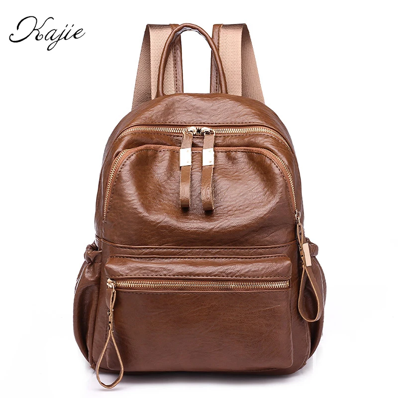 

Kajie 2018 Lady Bag Women PU Leather Backpacks For Teenagers School Bags Fashion Girls Female Back Pack Famous Brand Mochila 1