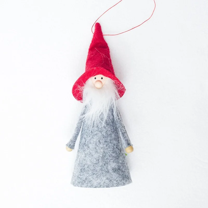 Christmas Santa Claus,snowman doll Christmas tree pendants Kids favor Santa toy New year home DIY hanging decoration ornaments - Цвет: Red hat Santa