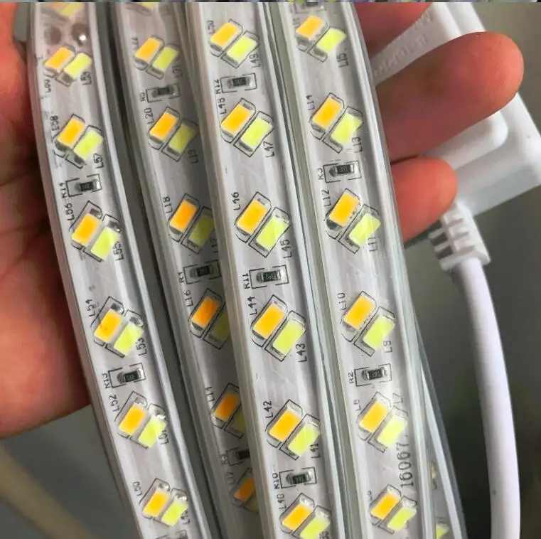 

LED strip CCT Cool white & Warm white 120leds/m 220V 5730 Color temperature Dual IP68 Dimmable flexible tape light
