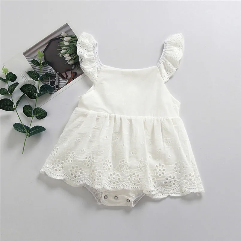 Summer new Toddler Kid Baby Girl Sleeveless Solid Flower Princess Romper Dress Clothing fashion cute design  (12)