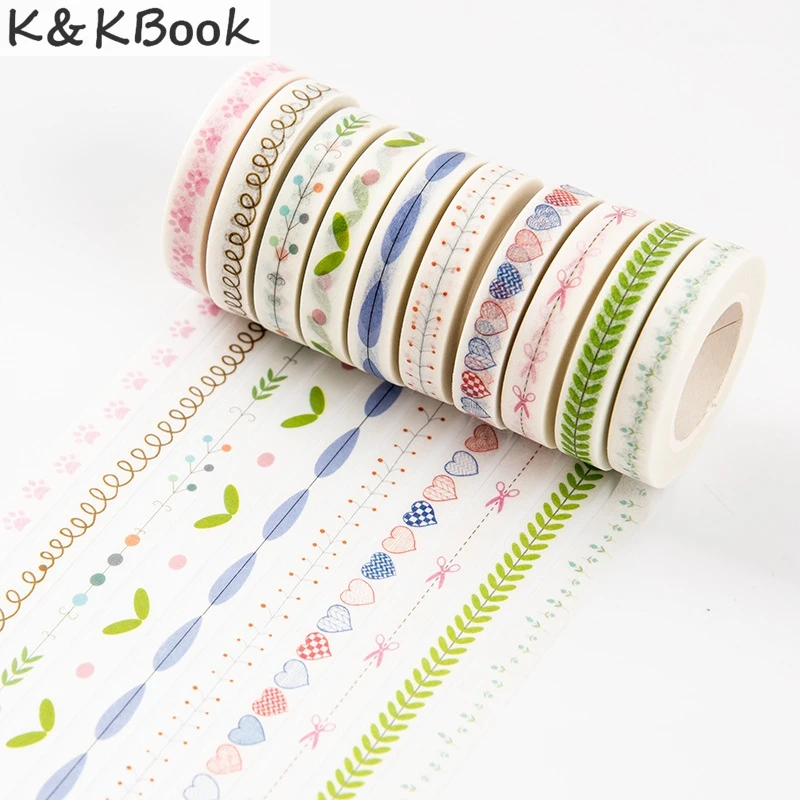 

K&KBOOK 10 PCS/lot PVC sticker DIY diary planner scrapbooks tape hand zhang tape border adornment pure