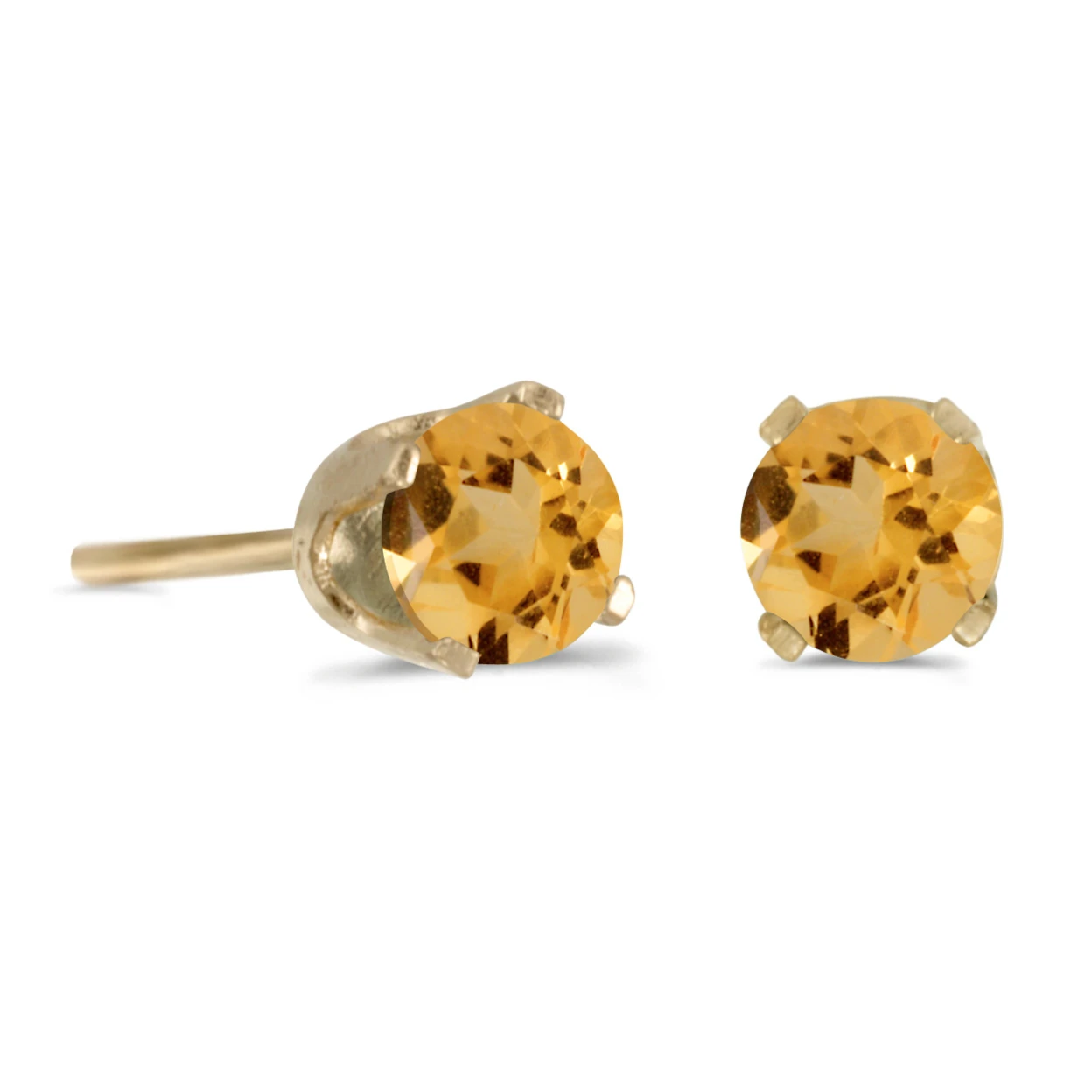 4 mm Round Citrine Stud Earrings in 14k Yellow Goldin Earrings from